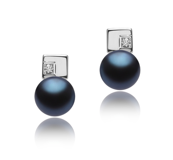 8-9mm AAA Quality Freshwater Cultured Pearl Earring Pair in Lolly Black
