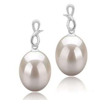 9-10mm AAA Quality Freshwater Cultured Pearl Earring Pair in Lucille White 9-10mm AAA Quality Freshwater Cultured Pearl Earring Pair in Lucille White