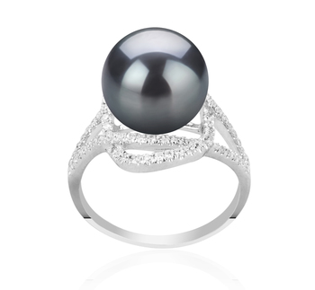 10-11mm AAA Quality Tahitian Cultured Pearl Ring in Maddie Black