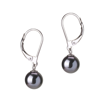 7-8mm AAAA Quality Freshwater Cultured Pearl Earring Pair in Marcella Black 7-8mm AAAA Quality Freshwater Cultured Pearl Earring Pair in Marcella Black