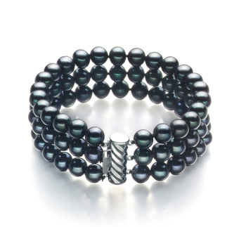 6-7mm AA Quality Freshwater Cultured Pearl Bracelet in Medina Black 6-7mm AA Quality Freshwater Cultured Pearl Bracelet in Medina Black