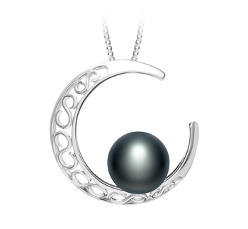 9-10mm AAA Quality Freshwater Cultured Pearl Pendant in Moon Black 9-10mm AAA Quality Freshwater Cultured Pearl Pendant in Moon Black