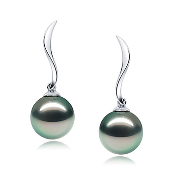 9-10mm AAA Quality Tahitian Cultured Pearl Earring Pair in Mystical Black 9-10mm AAA Quality Tahitian Cultured Pearl Earring Pair in Mystical Black
