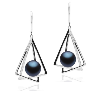 10-11mm AA Quality Freshwater Cultured Pearl Earring Pair in Nichelle Black 10-11mm AA Quality Freshwater Cultured Pearl Earring Pair in Nichelle Black