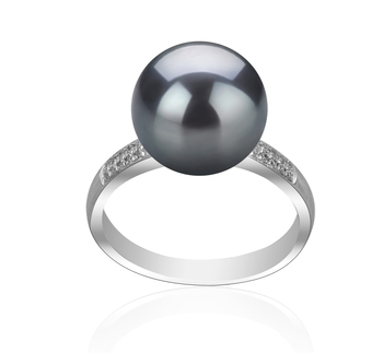 10-11mm AAAA Quality Freshwater Cultured Pearl Ring in Oana Black 10-11mm AAAA Quality Freshwater Cultured Pearl Ring in Oana Black