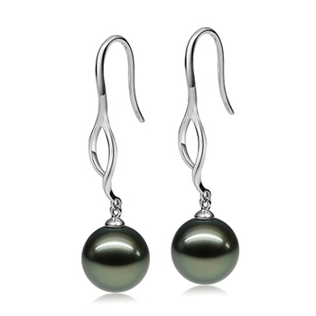 10-11mm AAA Quality Tahitian Cultured Pearl Earring Pair in Olivia Dangle Black 10-11mm AAA Quality Tahitian Cultured Pearl Earring Pair in Olivia Dangle Black