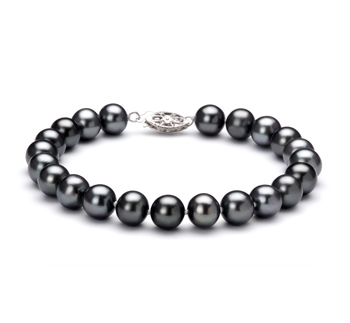 7.5-8.5mm AA Quality Freshwater Cultured Pearl Bracelet in Black