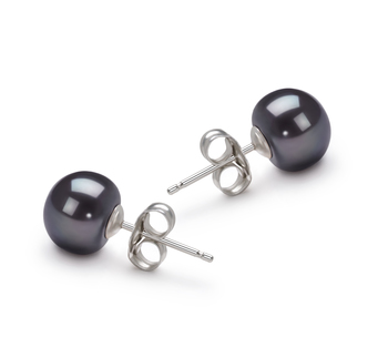 7-8mm AA Quality Freshwater Cultured Pearl Earring Pair in Black 7-8mm AA Quality Freshwater Cultured Pearl Earring Pair in Black