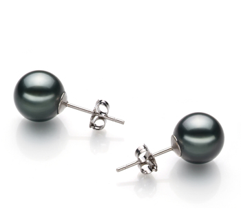 8-9mm AAA Quality Tahitian Cultured Pearl Earring Pair in Black 8-9mm AAA Quality Tahitian Cultured Pearl Earring Pair in Black