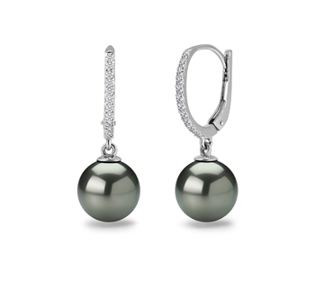 10-11mm AAA Quality Tahitian Cultured Pearl Earring Pair in Black 10-11mm AAA Quality Tahitian Cultured Pearl Earring Pair in Black