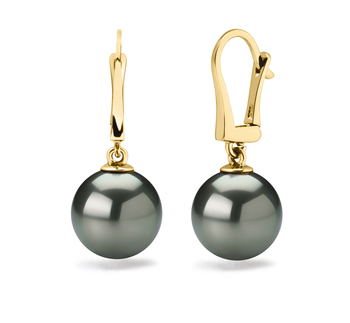 10-11mm AAA Quality Tahitian Cultured Pearl Earring Pair in Elements Black