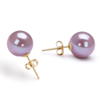 9-10mm AAAA Quality Freshwater Cultured Pearl Earring Pair in Lavender 9-10mm AAAA Quality Freshwater Cultured Pearl Earring Pair in Lavender