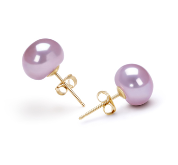 9-9.5mm AAA Quality Freshwater Cultured Pearl Earring Pair in Lavender 9-9.5mm AAA Quality Freshwater Cultured Pearl Earring Pair in Lavender