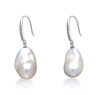 12-13mm AA+ Quality Freshwater - Edison Cultured Pearl Earring Pair in White 12-13mm AA+ Quality Freshwater - Edison Cultured Pearl Earring Pair in White
