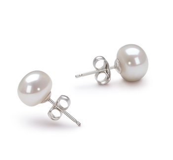 7-8mm AA Quality Freshwater Cultured Pearl Earring Pair in White