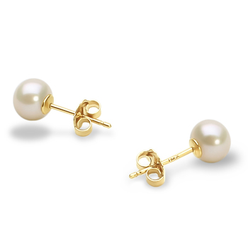 5-6mm AAA Quality Freshwater Cultured Pearl Earring Pair in White