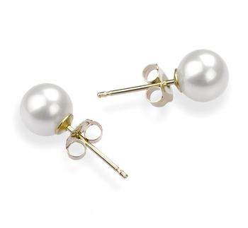 5.5-6mm AAAA Quality Freshwater Cultured Pearl Earring Pair in White 5.5-6mm AAAA Quality Freshwater Cultured Pearl Earring Pair in White