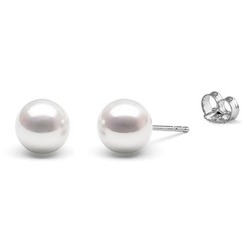 8-8.5mm AAAA Quality Freshwater Cultured Pearl Earring Pair in White 8-8.5mm AAAA Quality Freshwater Cultured Pearl Earring Pair in White