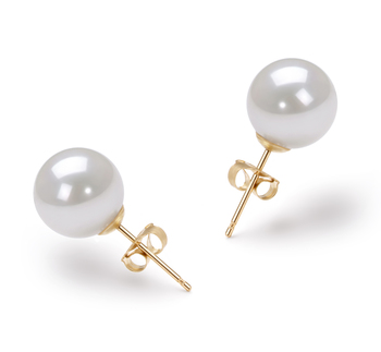 8.5-9mm AAA Quality Japanese Akoya Cultured Pearl Earring Pair in White