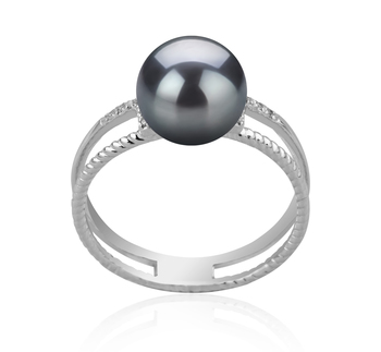 8-9mm AAA Quality Japanese Akoya Cultured Pearl Ring in Rahara Black 8-9mm AAA Quality Japanese Akoya Cultured Pearl Ring in Rahara Black
