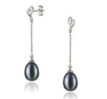 7-8mm AA Quality Freshwater Cultured Pearl Earring Pair in Reese Black