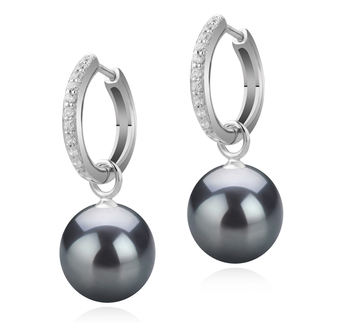 10-11mm AAA Quality Tahitian Cultured Pearl Earring Pair in Rosalind Black 10-11mm AAA Quality Tahitian Cultured Pearl Earring Pair in Rosalind Black