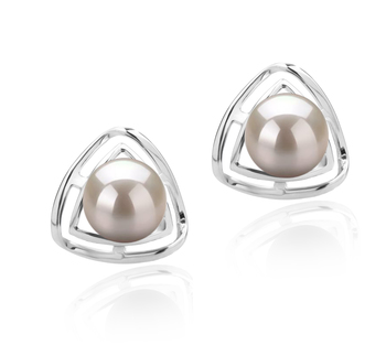 6-7mm AAAA Quality Freshwater Cultured Pearl Earring Pair in Rowan White 6-7mm AAAA Quality Freshwater Cultured Pearl Earring Pair in Rowan White