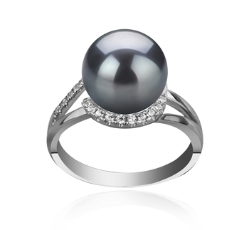 9-10mm AAA Quality Tahitian Cultured Pearl Ring in Royisal Black