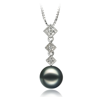 8-9mm AAA Quality Japanese Akoya Cultured Pearl Pendant in Rozene Black 8-9mm AAA Quality Japanese Akoya Cultured Pearl Pendant in Rozene Black