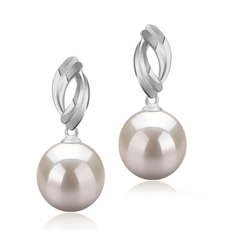 9-10mm AAAA Quality Freshwater Cultured Pearl Earring Pair in Shamara White 9-10mm AAAA Quality Freshwater Cultured Pearl Earring Pair in Shamara White
