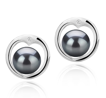 6-7mm AAAA Quality Freshwater Cultured Pearl Earring Pair in Sharon Black 6-7mm AAAA Quality Freshwater Cultured Pearl Earring Pair in Sharon Black