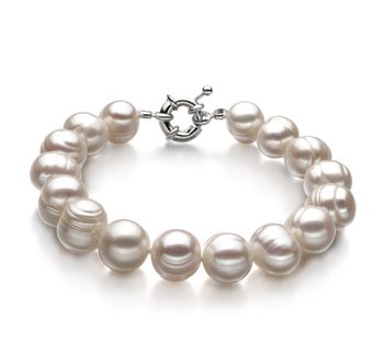 10-11mm A Quality Freshwater Cultured Pearl Bracelet in Single White