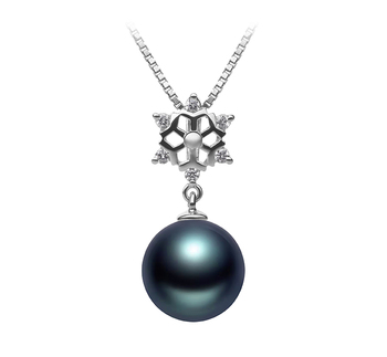 10-11mm AAA Quality Tahitian Cultured Pearl Pendant in Snow Black
