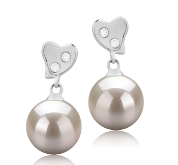 8-9mm AAAA Quality Freshwater Cultured Pearl Earring Pair in Taima White 8-9mm AAAA Quality Freshwater Cultured Pearl Earring Pair in Taima White