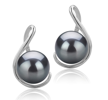 6-7mm AAAA Quality Freshwater Cultured Pearl Earring Pair in Tamika Black