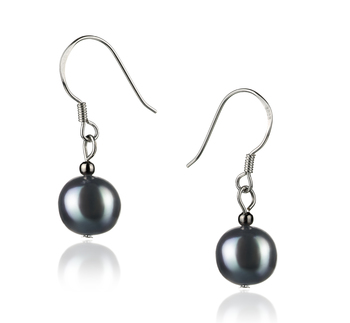 8-9mm A Quality Freshwater Cultured Pearl Earring Pair in Teresa Black 8-9mm A Quality Freshwater Cultured Pearl Earring Pair in Teresa Black