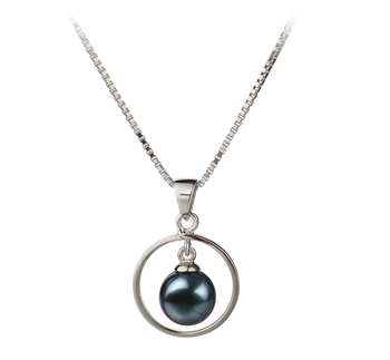 6-7mm AA Quality Japanese Akoya Cultured Pearl Pendant in Trinity Black