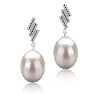 9-10mm AAA Quality Freshwater Cultured Pearl Earring Pair in Ursula White 9-10mm AAA Quality Freshwater Cultured Pearl Earring Pair in Ursula White