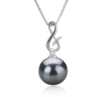 9-10mm AAA Quality Tahitian Cultured Pearl Pendant in Valena Black