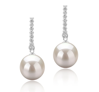 10-11mm AAAA Quality Freshwater Cultured Pearl Earring Pair in Verna White 10-11mm AAAA Quality Freshwater Cultured Pearl Earring Pair in Verna White