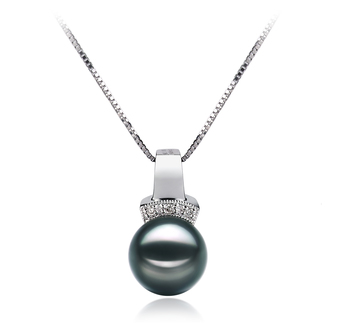 8-9mm AAA Quality Japanese Akoya Cultured Pearl Pendant in Vivian Black 8-9mm AAA Quality Japanese Akoya Cultured Pearl Pendant in Vivian Black