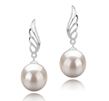 9-10mm AAAA Quality Freshwater Cultured Pearl Earring Pair in Wing White 9-10mm AAAA Quality Freshwater Cultured Pearl Earring Pair in Wing White