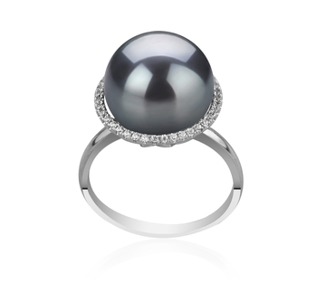 12-13mm AA Quality Tahitian Cultured Pearl Ring in Yanaka Black 12-13mm AA Quality Tahitian Cultured Pearl Ring in Yanaka Black