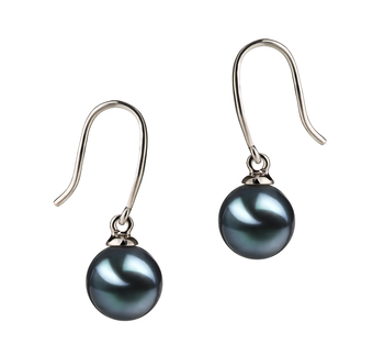 7-8mm AA Quality Japanese Akoya Cultured Pearl Earring Pair in Yoko Black 7-8mm AA Quality Japanese Akoya Cultured Pearl Earring Pair in Yoko Black